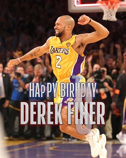 Big-time plays. Clutch shots. A champion’s heart. 💜💛 Happy #NBABDAY Derek Fisher! 🥳 #LakeShow #DerekFisher | NBA
