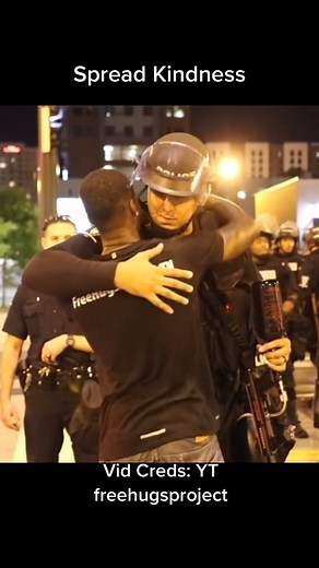 70K views · 6K reactions | "I see them as human beings, just like I see everybody on this side as human beings... his uniform doesn't make him a robot." Such simple and basic kindness- from one human to another. | Our America | Facebook