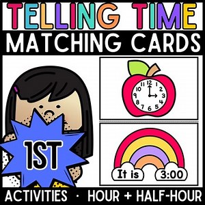 Apple Theme Telling Time Matching Cards | Analog Clocks