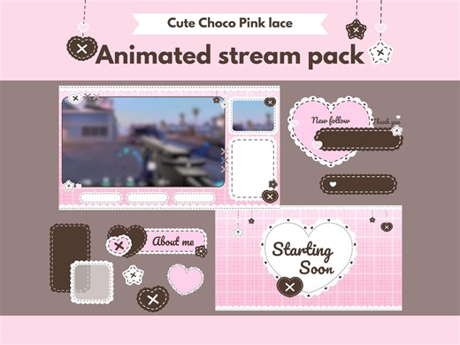 Choco Pink Lace Animated Stream Overlay: Heart & Ribbon Theme (digital Download) - Etsy Australia