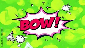 Delight inretro cartoonstyle animation word Boom expressed colorful comic bubbles complete bomb smoke effects set againstblack green screen engaging 4K loop artwork balloon bang blast blasting book Stock Video