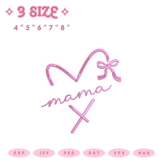 Mama Heart Embroidery Design, Minimalist Mom Machine File (digital Embroidery) - Etsy