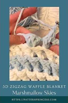One Row Repeat. Crocheting the 3D ZigZag Waffle Stitch Blanket Pattern. Made with #5 bulky yarn.