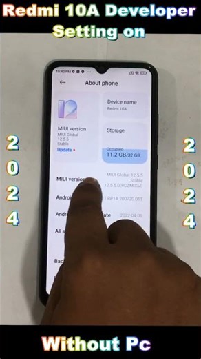 Redmi 10A developer option settings || How to on developer mode developer mode off ||Without Pc 2024