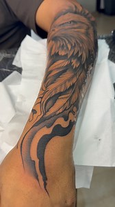 Eagle tattoos with free hand flames full for arm tattoo @kamzinkzonetattoos #kamzinkzone #brownink #reel #shorts #explore #tattoos #tattoosinindia #tattooart | Kamz Inkzone