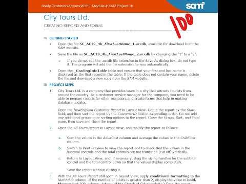 Shelly Cashman Access 2019 | Module 4: SAM Project 1b