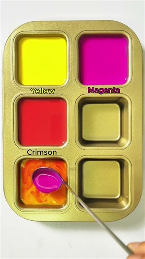 Create 4 colors from 2 colors : Yellow + Magenta #asmr #mix #colormixing #colors #relaxing #mixing