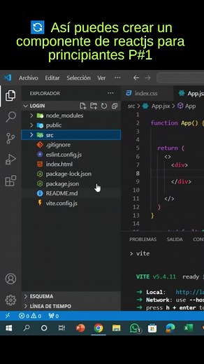 Asi puedes crear componentes de reactjs, para principiantes P#1 #programacionweb #desarrolloweb #programadoresweb #ReactJS #javascript | Progamacion web