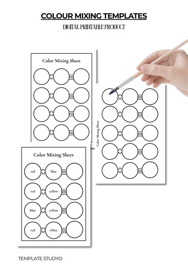 Colour Mixing Template Printable | Paint Color Chart Worksheet | Watercolour Acrylic Mixing | Practice Sheet PNG - Etsy