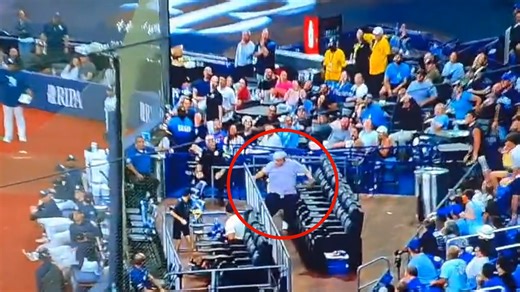 Hilarious moment MLB fan's pants fall down while chasing foul ball at Cubs-Rays