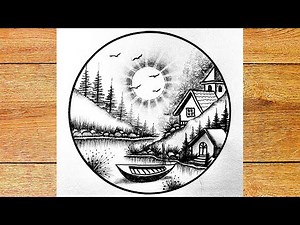 How to drawing mountains river | Step by step mountains river scenery sketching