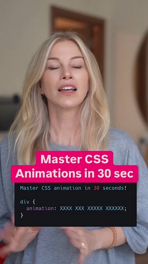 Code with Ania Kubow on Instagram: "If you are finding CSS animations hard, I’m going to show you how to master them in 30 seconds. All you need to know, is that to create a basic animation, you have to fill in the following things. The name of your animation, you can call this whatever you want. The duration of your animation, so let’s say I want it to last 3 seconds. And the animation iteration count, I’m going to say infinite. Now, you are going to grab the animation name, so in this case it