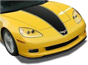 2005-2013 Corvette C6 Hood Racing Stripe Vinyl Decal Black Blackout Compatible with 03-13 Corvette C6 2006 2007 2008 2009 2010 (Matte Black)