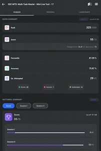 ssc mts testbook live mock 😊 percentile