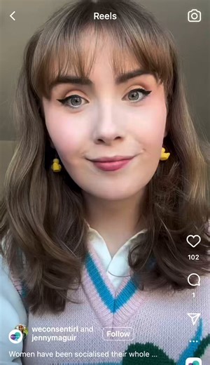 So @WeConsentIRL posted this reel, featuring trans identifying Maguire claiming he experienced female socialisation and expectations of how to be a girl or woman. They deleted my comment almost immediately and then turned off comments entirely. It’s pretty disgraceful for a campaign on consent to not even check who they have as the face of the campaign. Craig Maguire was notoriously petitioned by Trinity SU and students to be removed as president, after he brought and effigy onto campus and plas