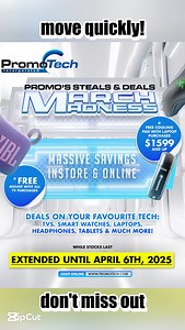 March Madness EXTENDED! MOVE FAST! Time is running out to grab insane deals on TVs, smartwatches, laptops, headphones, tablets & more! 🔥 🖥️ Shop online at www.promotech.com and get 5% off your next purchase!* Visit us at one of our four locations: Promotech Sheraton Mall Promotech Dome Mall Promotech Six Roads Promotech Wildey *Terms & Conditions Apply | Promotech