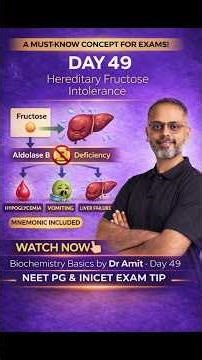 Hereditary Fructose Intolerance || Day 49 of 100 ||Biochemistry High Yield MCQ #neetpg #biochemistry