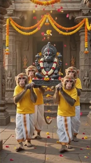 🐒 बंदरों ने निकाली हनुमान जी की भव्य यात्रा 🚩🙏