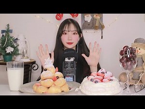 ASMR Christmas Cake Real Sound Eating Show ASMR | Cake ASMR | Christmas Eating Sound | Cake Mukbang