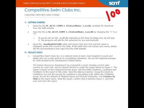 Shelly Cashman Access 2019 | Module 4: End of Module Project 1