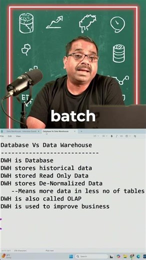 🚀 *Database vs Data Warehouse | ప్రాథమిక తేడాలు* 👍