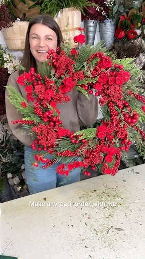 Make a red berry Christmas wreath order with me! ♥️🎄