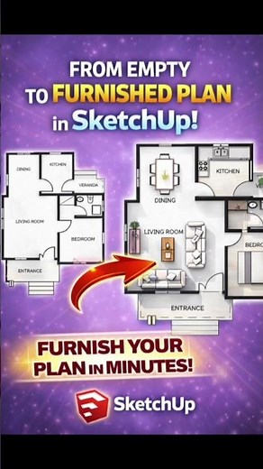 Furnish a Floor Plan in SketchUp FAST (Step-by-Step) #sketchup #sketchuptutorial #floorplan