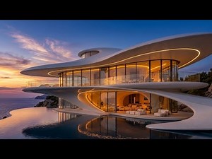 Futuristic Cliffside Villa with Glowing Infinity Pool | Luxury Oceanfront Dream Home