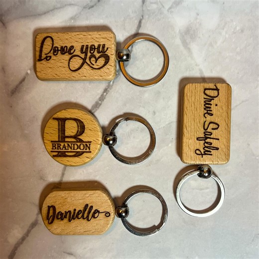 Personalized Engraved Wooden Keyring – Custom Name Keychain, Handmade Rustic Gift for Him or Her - Etsy