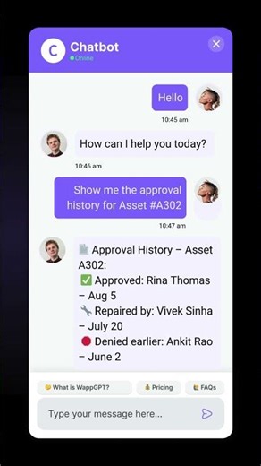 PRONTO AI Chatbot: Instant Approval History for Any Asset #ProntoAI #AIChatbot #AssetManagement