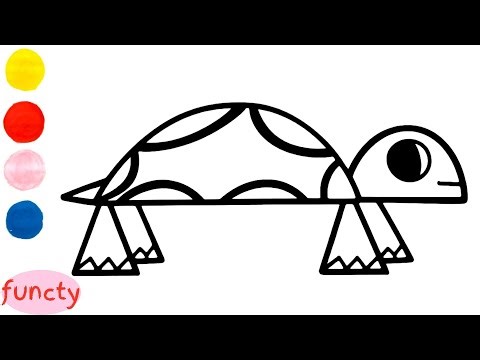 How to draw and color a tortoise for kids