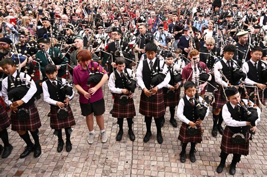 Bagpipers claim world record with AC/DC’s ‘It’s a Long Way to the Top’