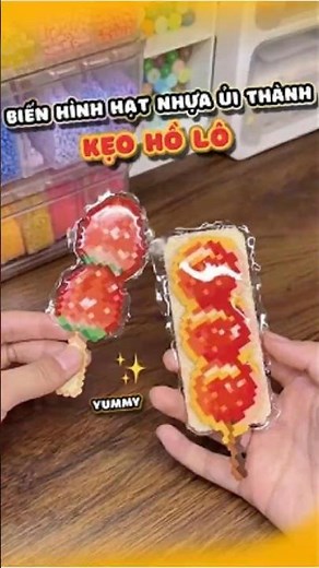 Biến hình hạt nhựa ủi thành kẹo hồ lô #handmade #diy
