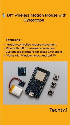 🖱️ DIY Wireless Motion Mouse with Gyroscopic Sensor#DIYProjects #ElectronicsProject #WirelessMouse