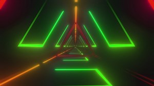 Futuristic triangle tunnel with neon laser lights - Free Stock Video