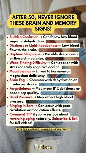 👆 9 Brain & Memory Signs You Must NEVER Ignore After 50! #FitFixen #Shorts
