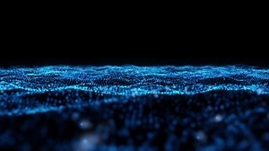 Classic blue abstract motion background shining particles wave loop motion