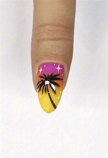 Perfect Summer Nail Art: Neon Ombre & Palm Tree Design