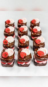 412K views · 7.1K reactions | Chocolate Raspberry Mini Cakes! Chocolate cake (recipe on my YouTube channel) Simple syrup (1:1 water and sugar) Raspberry buttercream (on my YouTube channel) Chocolate ganache (1 part warm cream, 2 parts chocolate) Vanilla buttercream (YouTube) Fresh raspberries | Neurotic Mom | Facebook