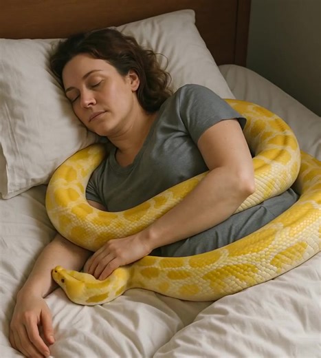 A young woman kept a huge python at home: one day the snake began to behave strangely, stopped eating and coiled itself around its owner’s waist: Then the woman discovered something terrifying about it 😱😱 The young woman had a python she called Safran – because of the golden spots on its scales. The yellow python had come into her life three years earlier and quickly became “domesticated.” Her relatives frowned: “Be careful, it’s a predator.” But she only smiled: “She’s tame. She loves me and 