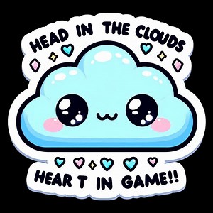 Funny Sticker - Head in the Clouds Heart in the Game - Etsy Canada