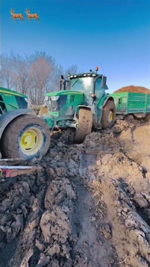 TRACTORS GOT STUCK IN MUDDY TERRAIN.