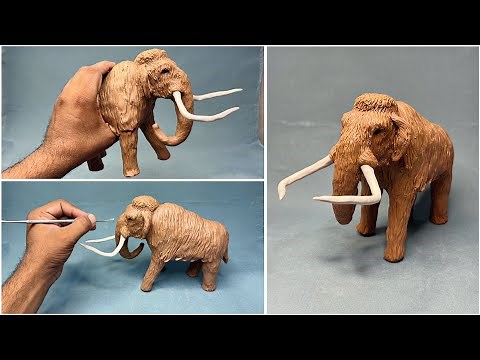 Sculpting Clay : How To Make A Clay Mammoth figure in polymer clay easy tutotorial / clay animal art