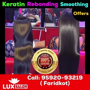 10K views · 430 reactions | Keratin ,Rebonding & Smoothing offer ⚫️Shoulder Length 2000/-, ⚫️Any Length 3000/-till Waist (product: Loreal ,Matrix & Schwarzkopf ) ✅FREE 1 Hair Spa & 1 Hair Cut | LUX SALON | Facebook