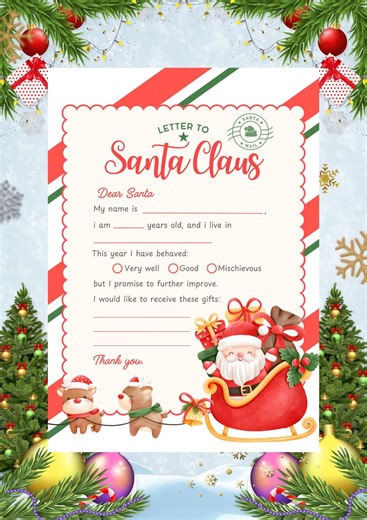Printable Santa Mini Christmas Card, Letter Writing to Santa Claus - Etsy