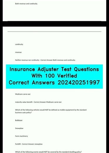 Insurance Adjuster Test Questions With 100 Verified Correct Answers 202420251997 video