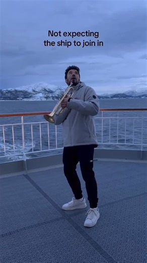 Alex Maestro ➖ International Trumpet Player 🎺 on Instagram: "Playing the trumpet and the ship decides to put the cherry on top. Perfect timing, no doubt… #trumpet #viralreels #viral #perfecttiming #ship #pampet #fyp #trumpetlife #sax #trompeta"