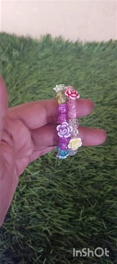 multicolour beads bracelet using memory wire with hanging beads for kids #memorywire #kids #rose