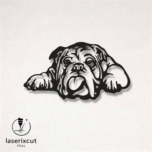Bulldog Silhouette Vector Design – Digital Instant Download - Laser Cut, Glowforce and Cricut - Metal - Wall Decor - SVG, DXF, Cdr, Ai, Pdf - Etsy