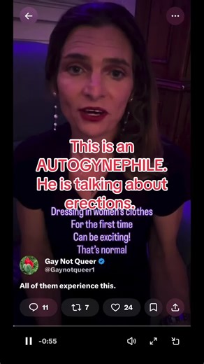 He’s talking about getting sexual arousal from wearing women’s clothing. This is Autogynephilia.